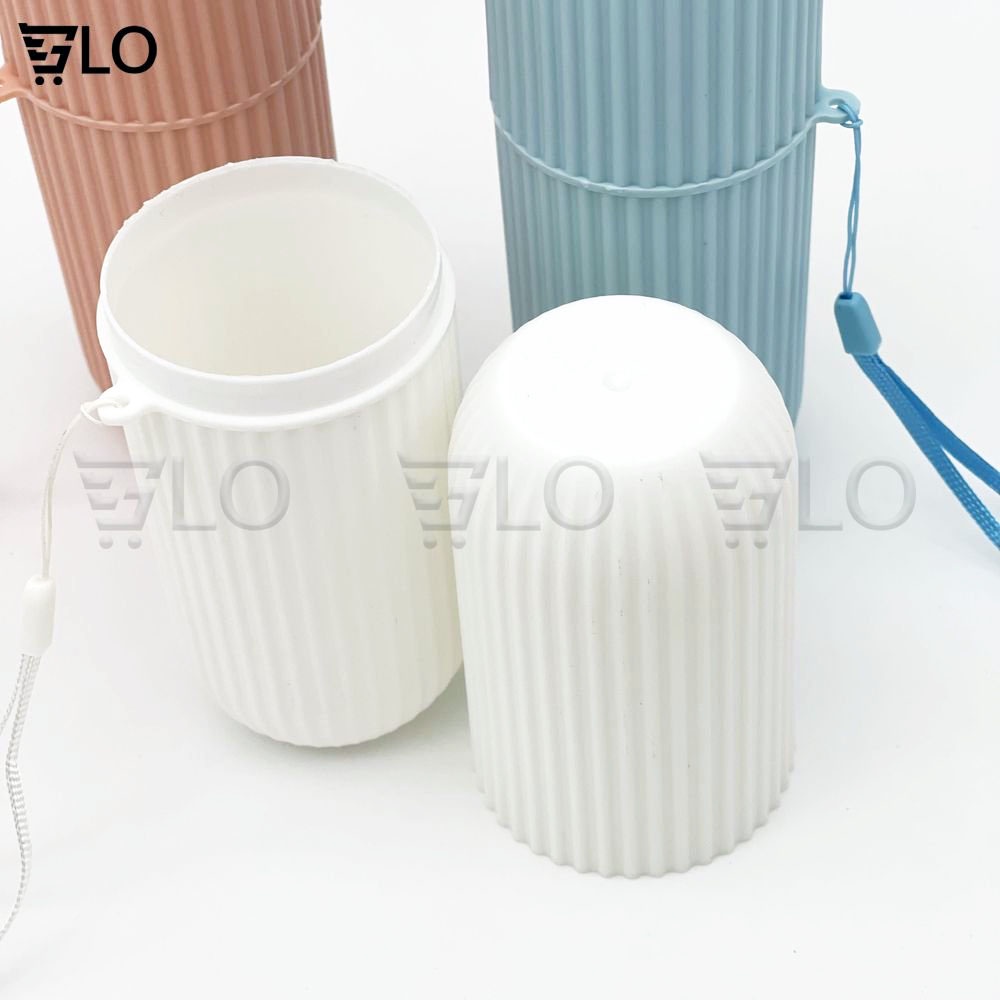 Hộp Đựng Bàn Chải Và Tuýp Kem Tròn Có Vân Kiêm Cốc Đánh Răng Du Lịch Văn Phòng Gọn Gàng Sạch Sẽ