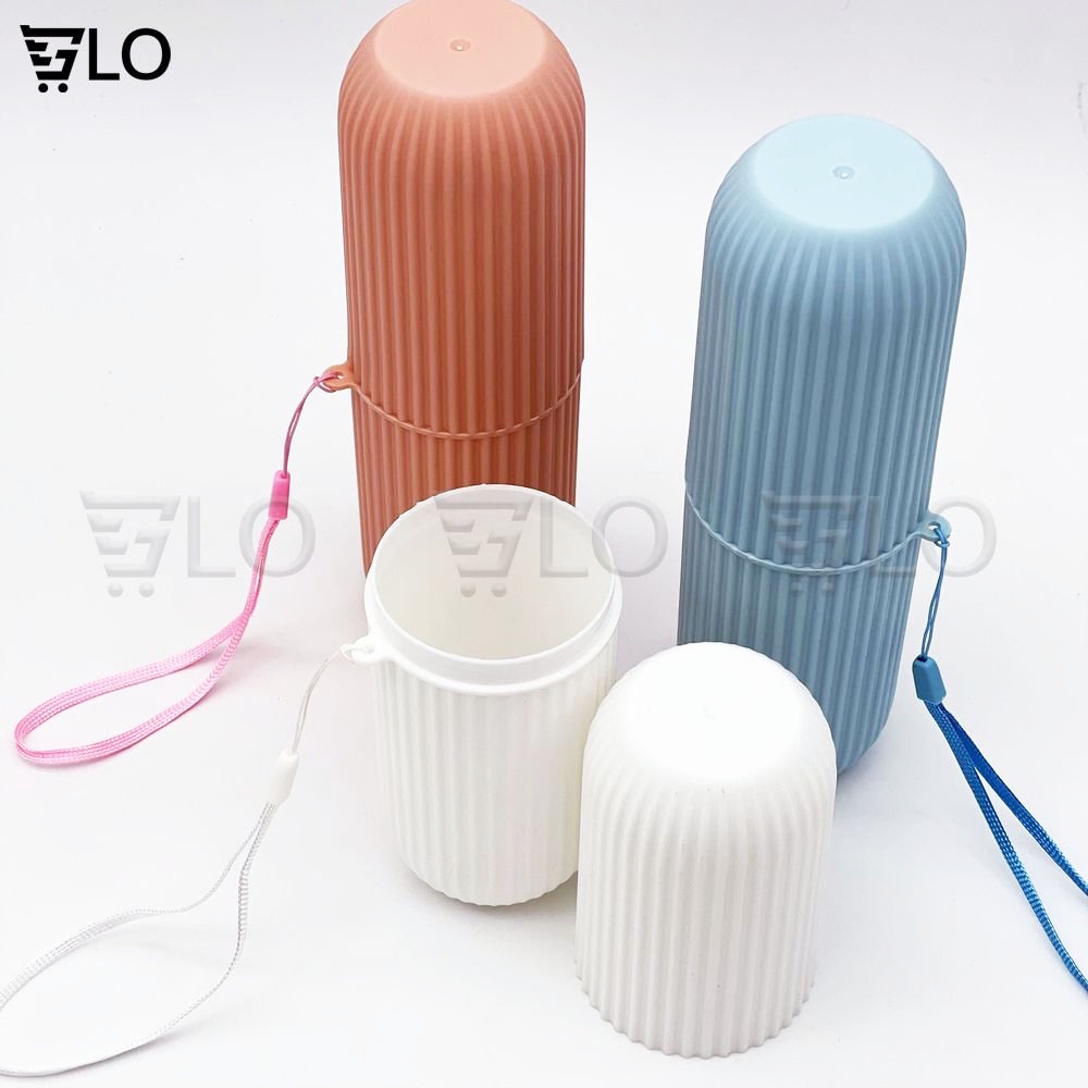 Hộp Đựng Bàn Chải Và Tuýp Kem Tròn Có Vân Kiêm Cốc Đánh Răng Du Lịch Văn Phòng Gọn Gàng Sạch Sẽ