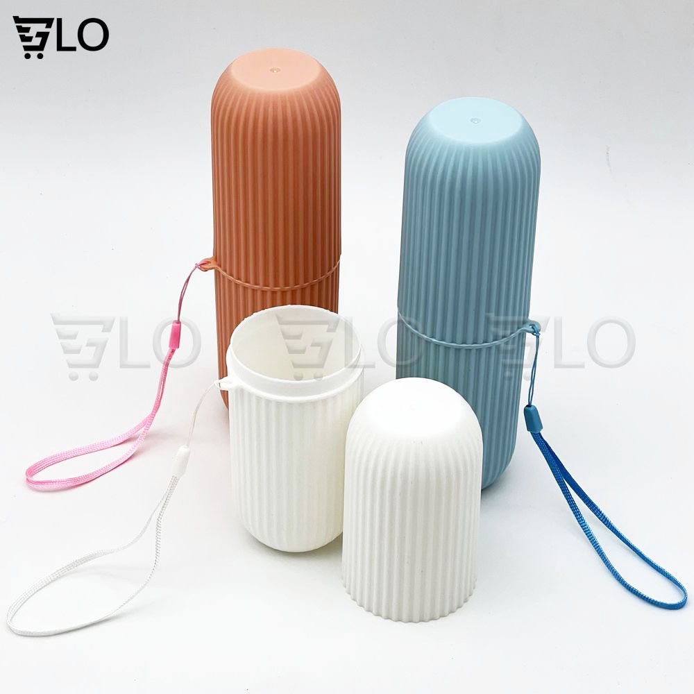 Hộp Đựng Bàn Chải Và Tuýp Kem Tròn Có Vân Kiêm Cốc Đánh Răng Du Lịch Văn Phòng Gọn Gàng Sạch Sẽ