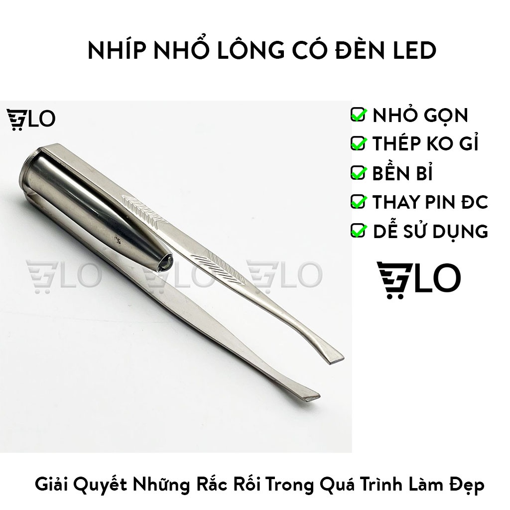 Nhíp Nhổ Lông Có Đèn Pin Led Chất Liệu Thép Không Gỉ