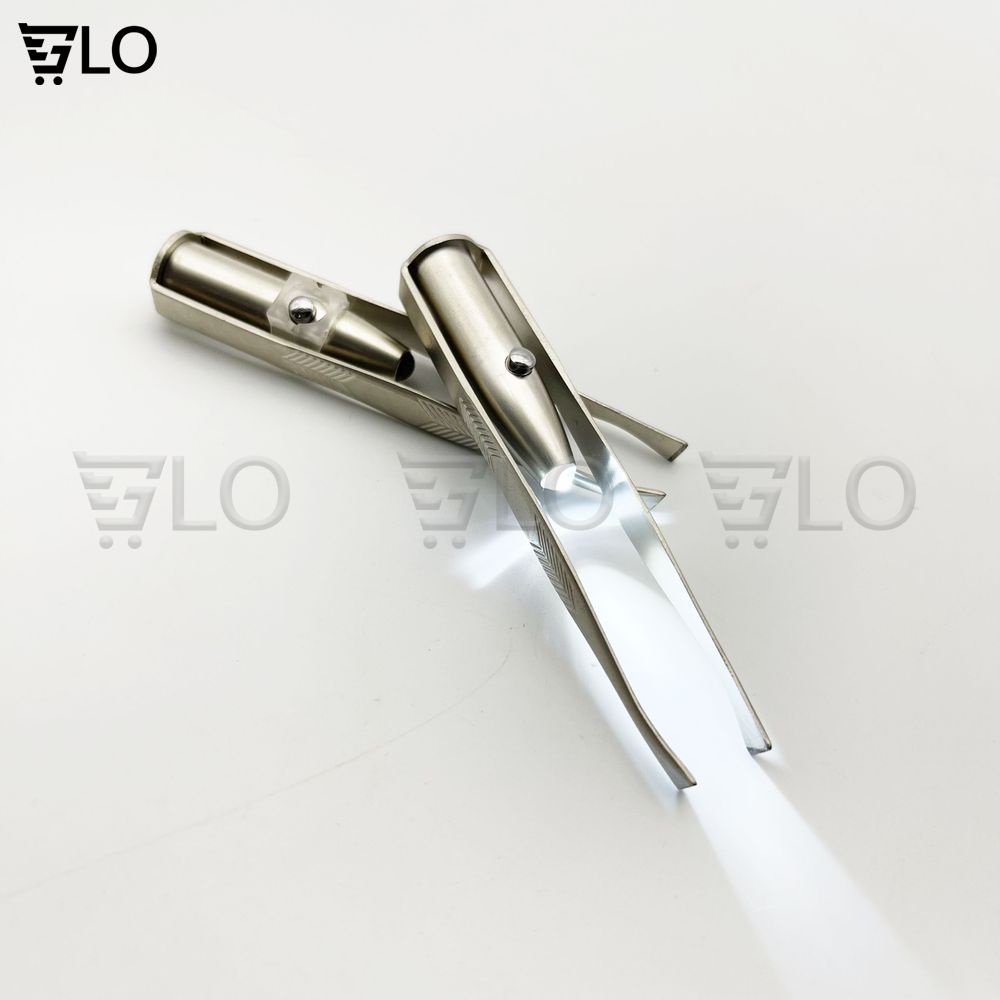 Nhíp Nhổ Lông Có Đèn Pin Led Chất Liệu Thép Không Gỉ