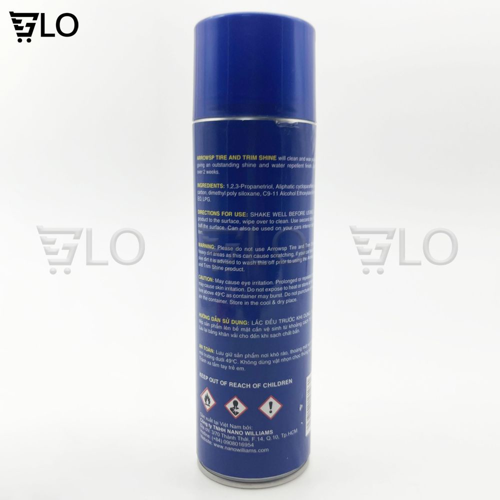 Chai Xịt Đánh Bóng Vỏ Xe Và Dưỡng Nhựa Đen Nhám Arrow Sp Tire & Trim Shine 500ml