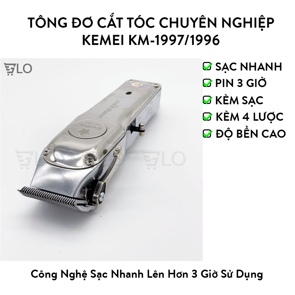 Tông Đơ Cắt Tóc Chuyên Nghiệp Kemei KM-1997/1996, Bứt Phá Mới Của Kemei Với Công Nghệ Sạc Nhanh Lên Hơn 3 Giờ Sử Dụng