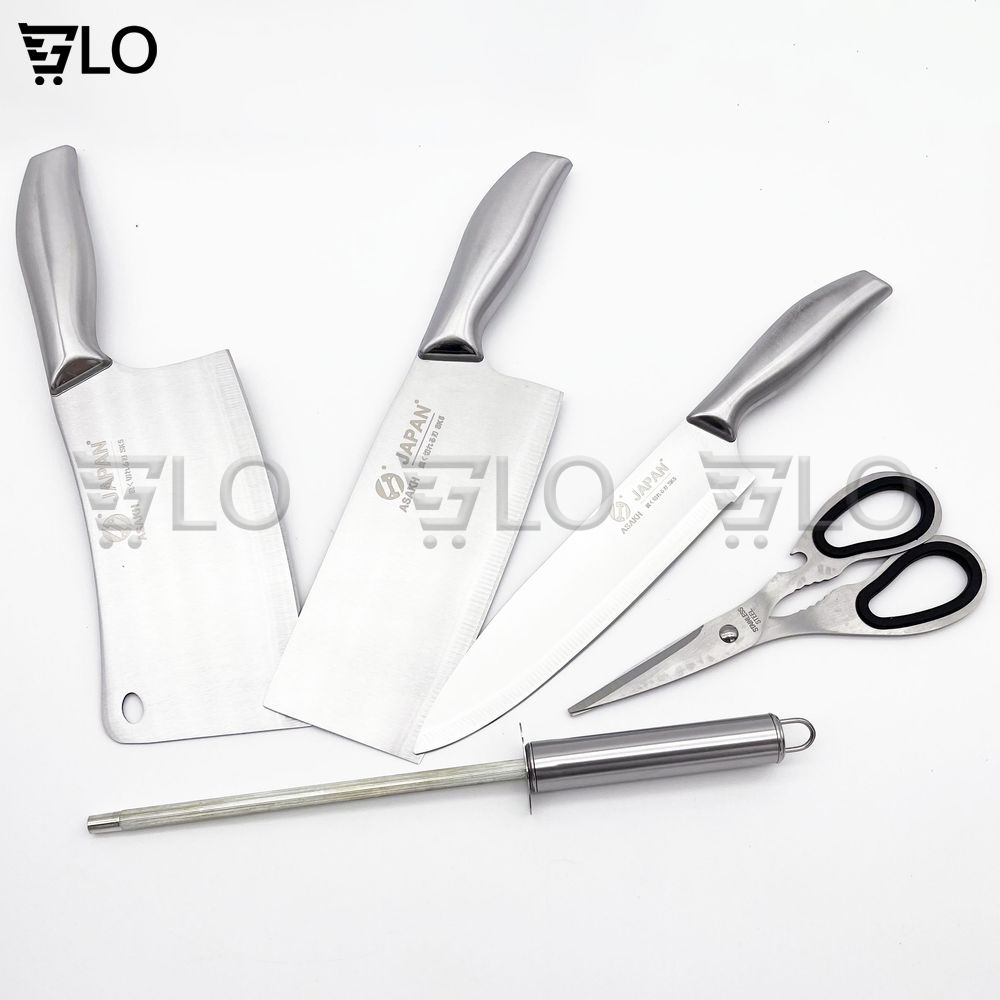 Bộ Dao Nhật Bản Seki 5 Món Làm Từ Thép Không Gỉ Có Kệ Để Dao