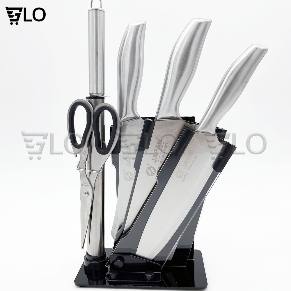 Bộ Dao Nhật Bản Seki 5 Món Làm Từ Thép Không Gỉ Có Kệ Để Dao