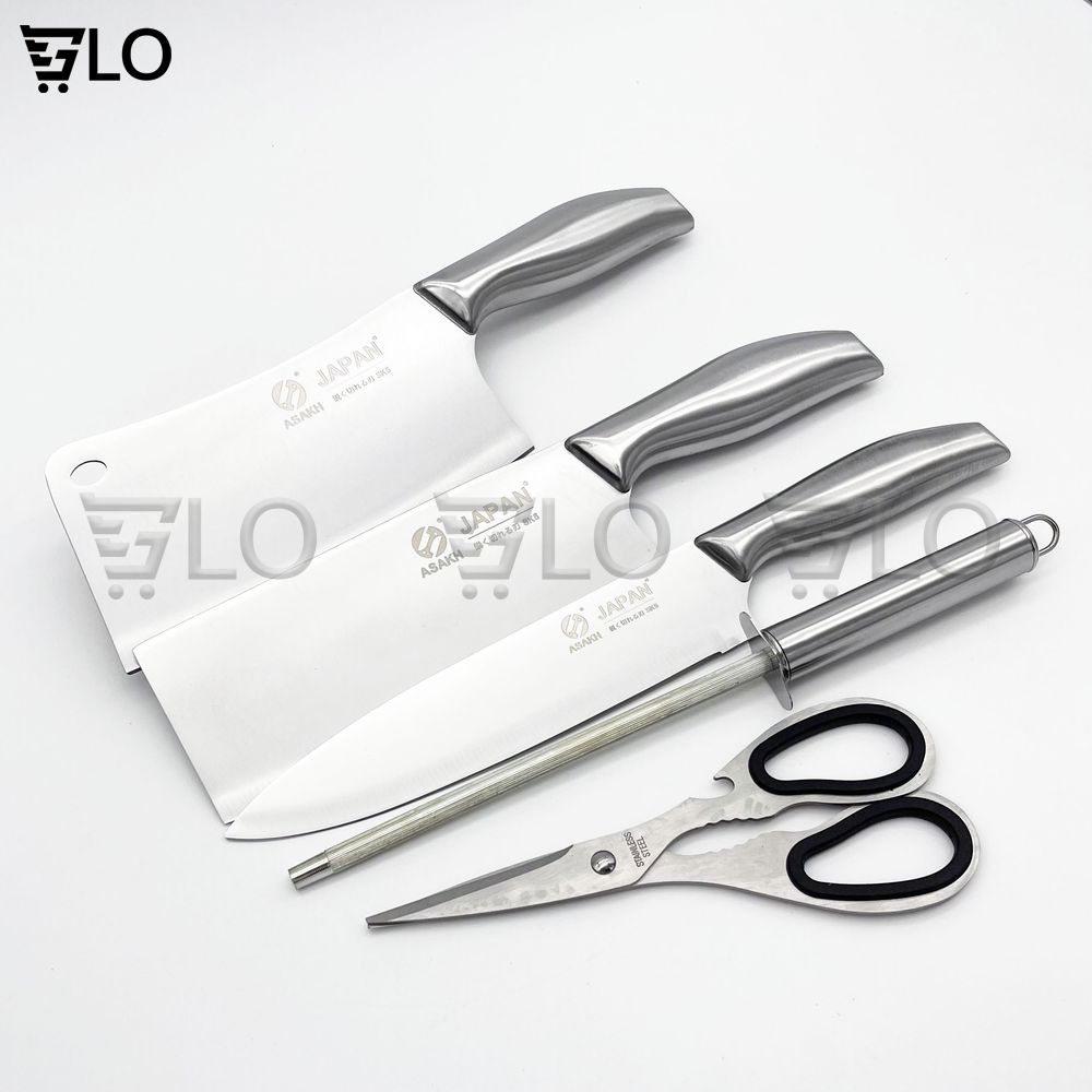 Bộ Dao Nhật Bản Seki 5 Món Làm Từ Thép Không Gỉ Có Kệ Để Dao