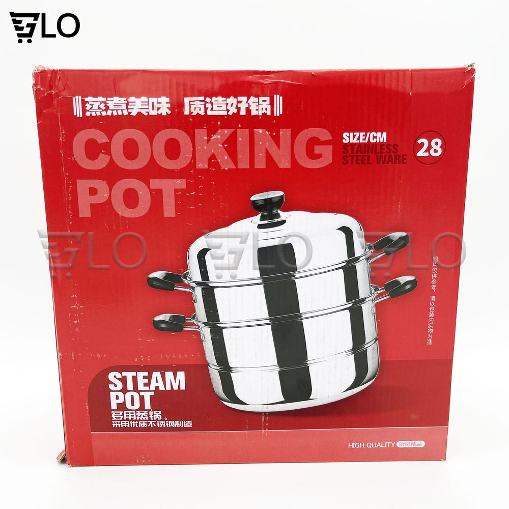 Nồi Hấp Bánh Bao, Cơm, Xôi, Bánh Flan Inox 3 Tầng Dùng Được Bếp Từ