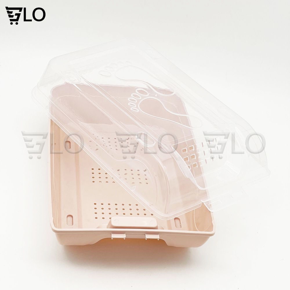 Hộp Đựng Giày Dép Nắp Nhựa Cứng Trong Suốt Có Nắp Đậy Thoáng Khí, Size lớn Chịu Lực 4kg Kích Thước 34 x 24 x 13