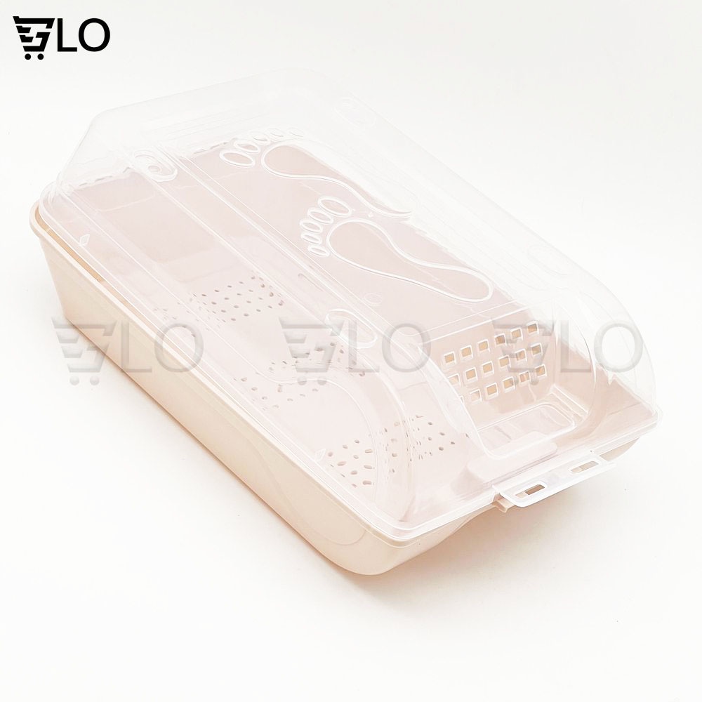 Hộp Đựng Giày Dép Nắp Nhựa Cứng Trong Suốt Có Nắp Đậy Thoáng Khí, Size lớn Chịu Lực 4kg Kích Thước 34 x 24 x 13