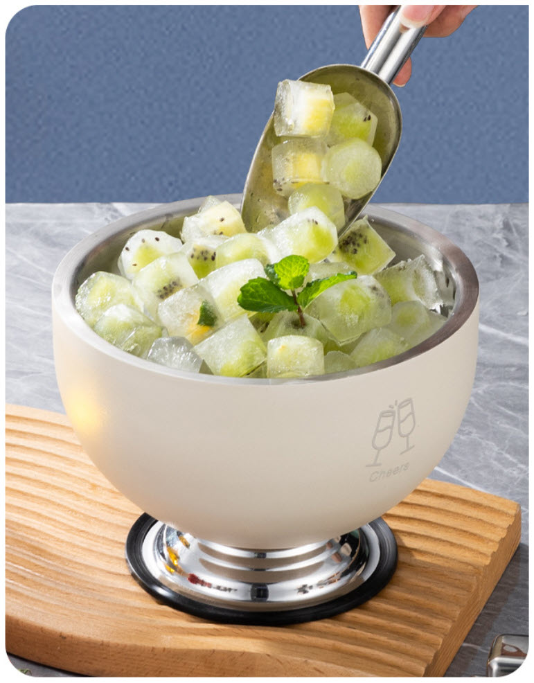 Xô đá 2 lớp có nắp để bàn cho Bar - Pub - tiệc ngoài trời, xô đựng trái cây tươi PBCP32 inox 304