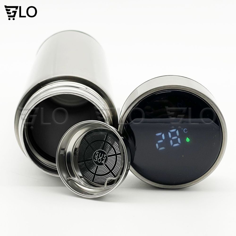 Bình nước giữ nhiệt inox 480ml hiển thị nhiệt độ - Lọ ly giữ nhiệt thông minh có đo hiển thị nhiệt độ