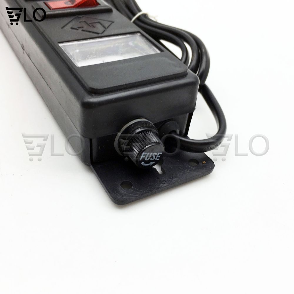 Ổ Cắm Điện Có Công Tắc 7 Phích Cắm Màu Đen