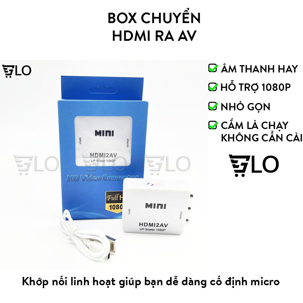 Box Chuyển HDMI Ra AV Mini HDMI2AV, Bộ Adapter Chuyển Đổi HDMI Sang AV