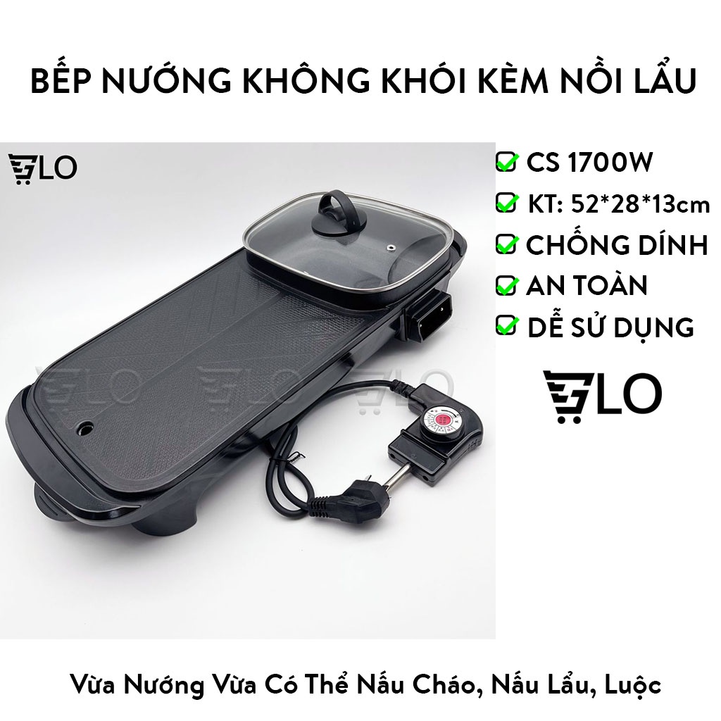 Bếp Nướng Không Khói Kèm Nồi Lẩu 2 Trong 1 Loại Lớn