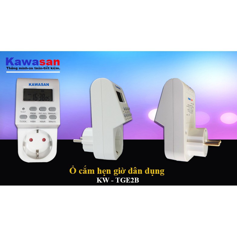 Ổ Cắm Hẹn Giờ Điện Tử On/Off Kawasan KW-TGE2B