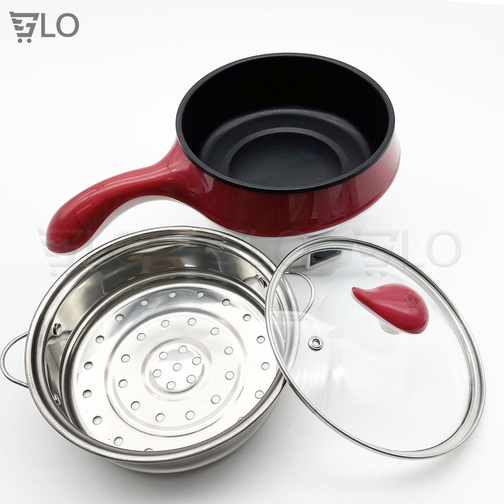 Dụng Cụ Ca Nấu Mì Có Lồng Hấp 18cm Tay Cầm Ngang