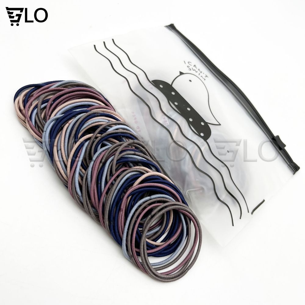 Set 100 Thun Buộc Tóc Nữ, Dây Cột Tóc Nhiều Màu