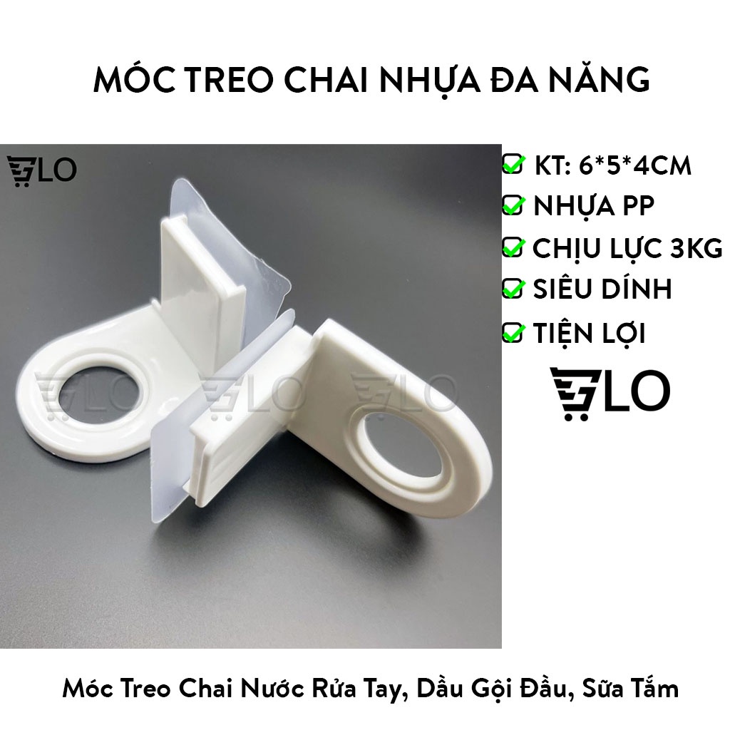 Móc Treo Chai Nước Rửa Tay, Dầu Gội Đầu, Sữa Tắm Dán Tường Siêu Dính Chịu Lực 3kg