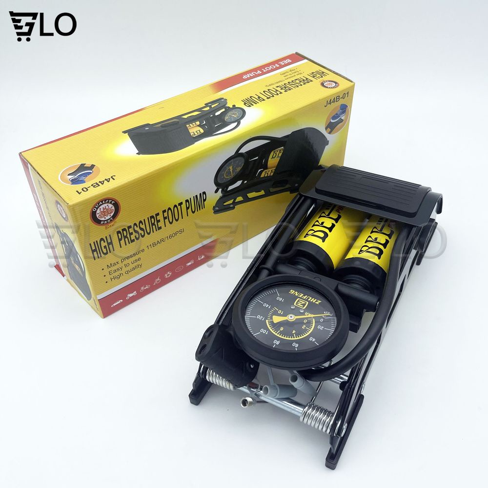 Bơm Đạp Chân Xe Máy 2 Ống J44b-01 Bee Cho Xe Đạp, Xe Hơi Cao Cấp