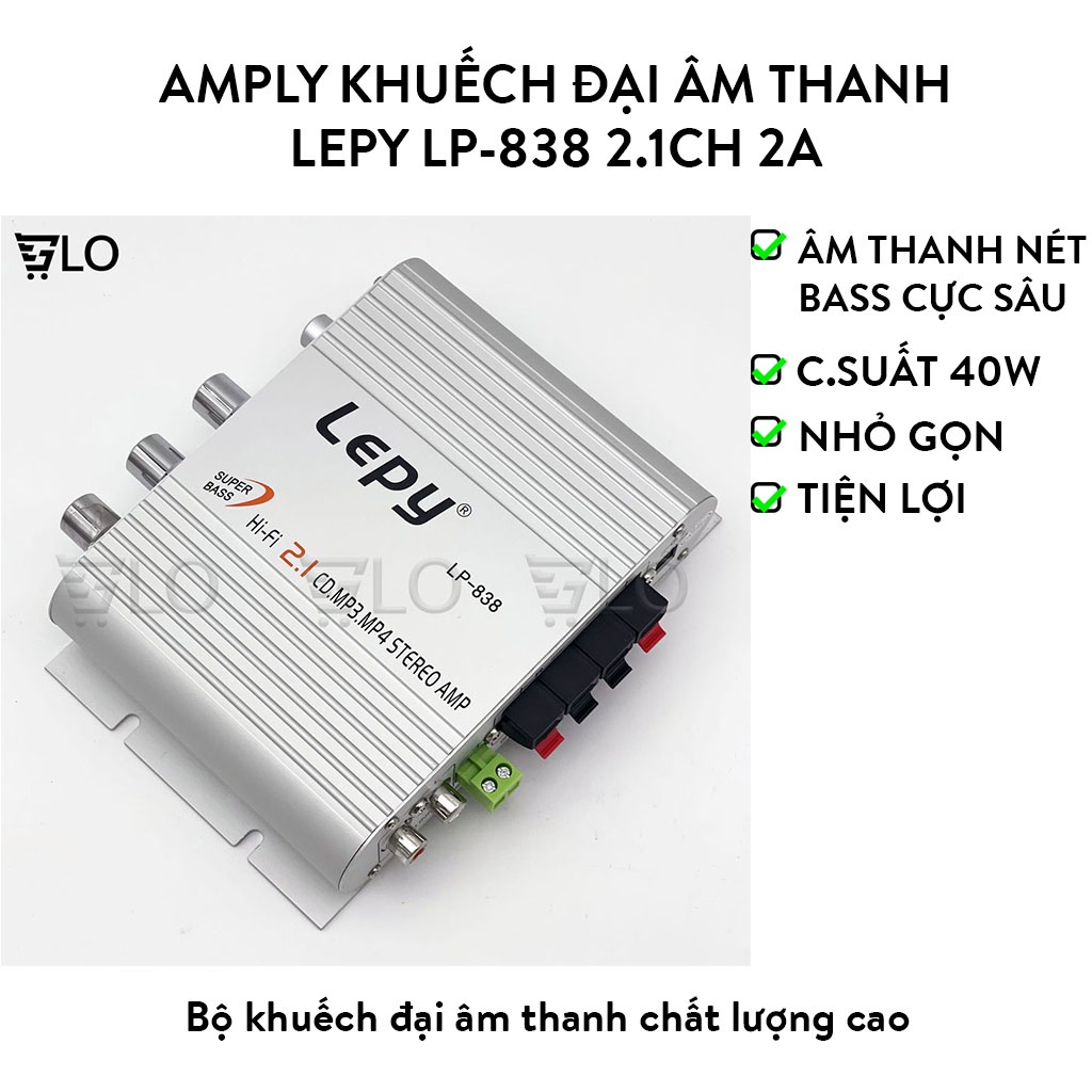 Bộ Âm Ly Mini, Amply Khuếch Đại Âm Thanh Lepy LP-838 2.1CH