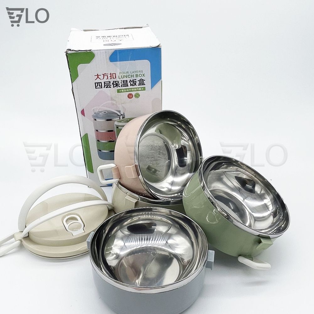 Hộp Cơm Cà Mên Giữ Nhiệt Lúa Mạch 4 Tầng Ruột Inox Tiện Dụng