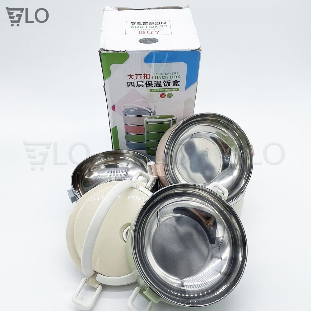Hộp Cơm Cà Mên Giữ Nhiệt Lúa Mạch 4 Tầng Ruột Inox Tiện Dụng