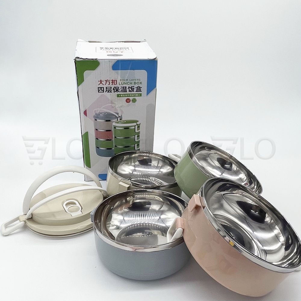 Hộp Cơm Cà Mên Giữ Nhiệt Lúa Mạch 4 Tầng Ruột Inox Tiện Dụng