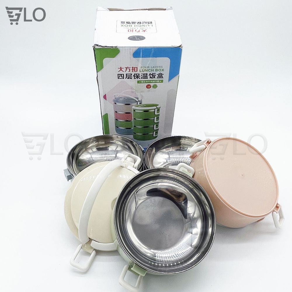 Hộp Cơm Cà Mên Giữ Nhiệt Lúa Mạch 4 Tầng Ruột Inox Tiện Dụng