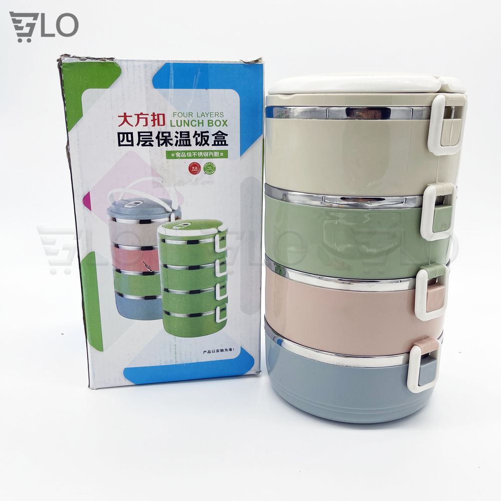 Hộp Cơm Cà Mên Giữ Nhiệt Lúa Mạch 4 Tầng Ruột Inox Tiện Dụng