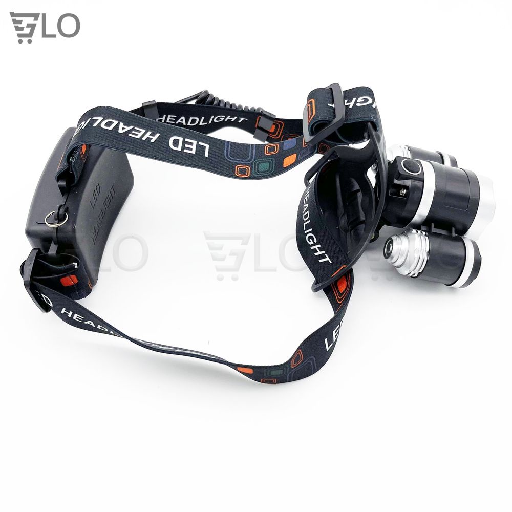 Đèn Pin Đeo Trán Đội Đầu 3 Bóng + 2 Pin Sạc + 1 Cục Sạc