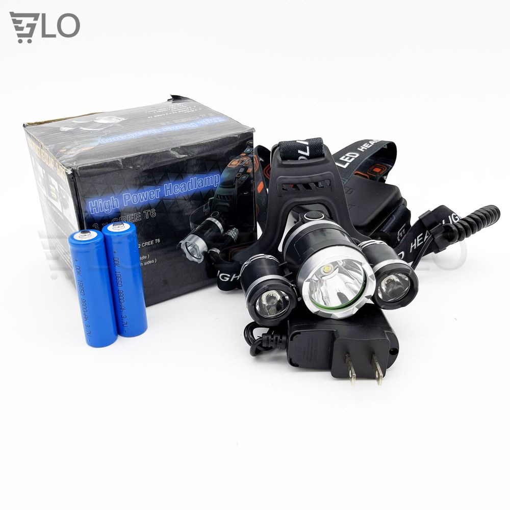 Đèn Pin Đeo Trán Đội Đầu 3 Bóng + 2 Pin Sạc + 1 Cục Sạc