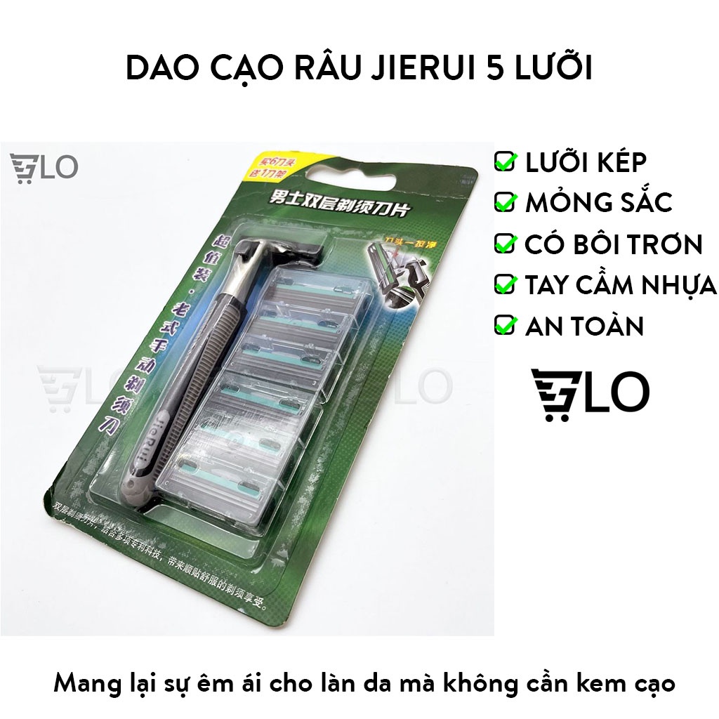 Bộ Dao Cạo Râu Jierui Tặng Kèm 5 Lưỡi Dao Kép