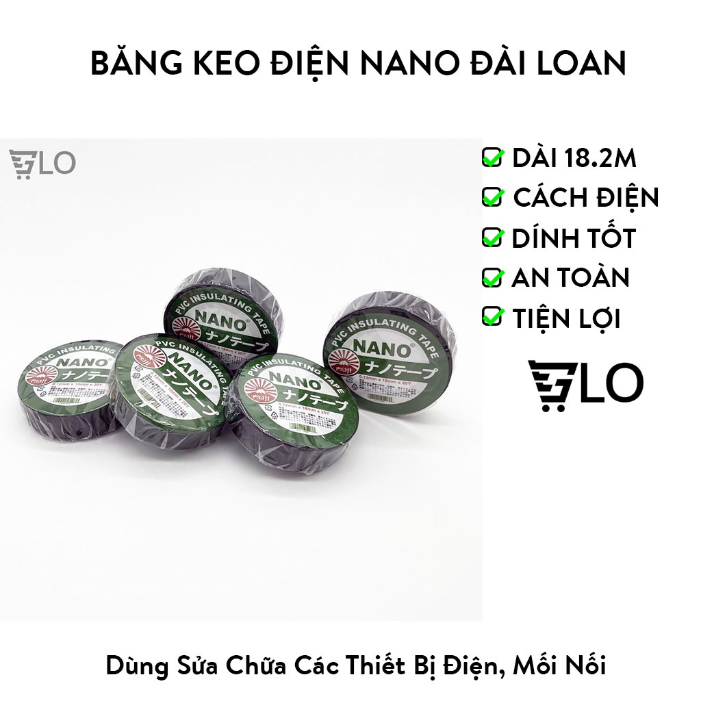 Băng Keo Điện Đen Nano Đài Loan Con Nai 20 Yard