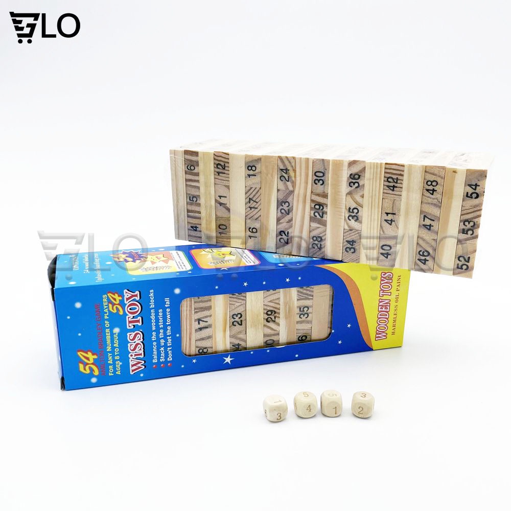 Bộ Đồ Chơi Rút Gỗ Wiss Toy(Gồm 54 Thanh Gỗ Và 4 Xúc Xắc)