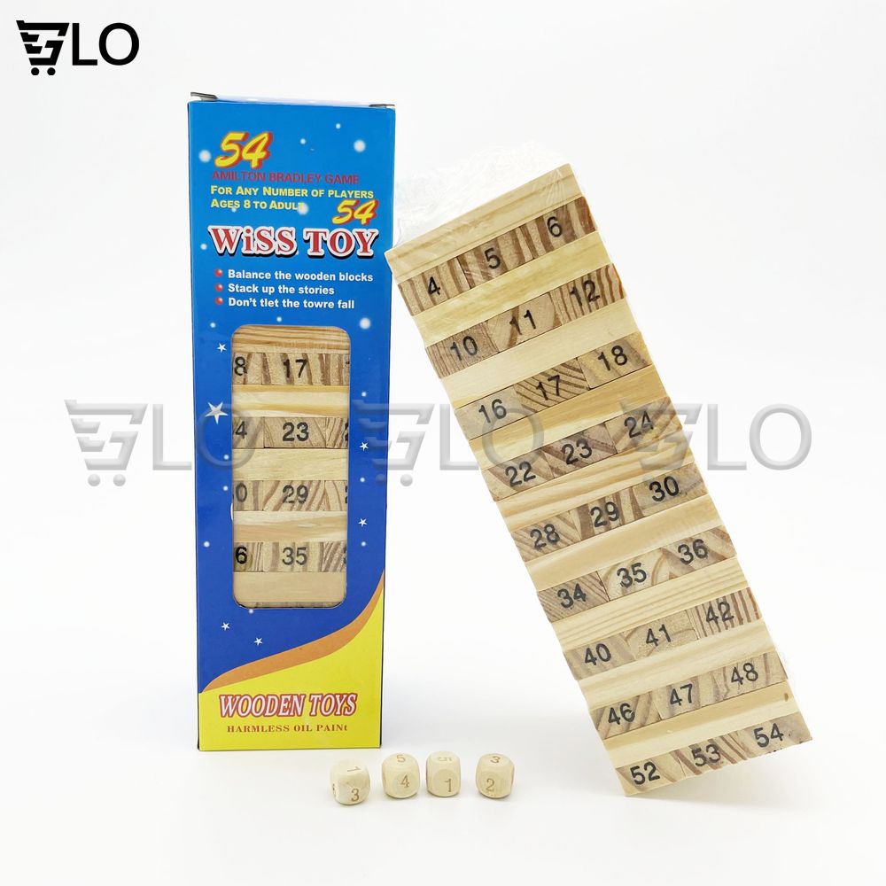 Bộ Đồ Chơi Rút Gỗ Wiss Toy(Gồm 54 Thanh Gỗ Và 4 Xúc Xắc)