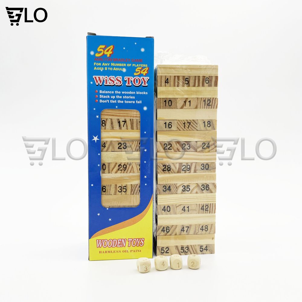 Bộ Đồ Chơi Rút Gỗ Wiss Toy(Gồm 54 Thanh Gỗ Và 4 Xúc Xắc)