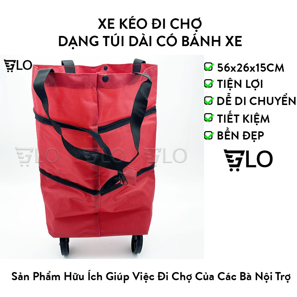 Xe Kéo Đi Chợ Dạng Túi Dài Có Bánh Xe