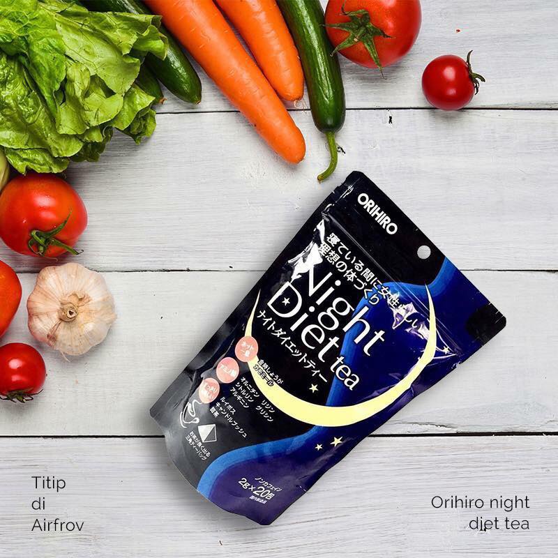 Trà giảm cân Orihiro Night Diet Tea hỗ trợ giảm mỡban đêm, đốt cháy mỡ bụng bổ sung Collagen 20 túi lọc
