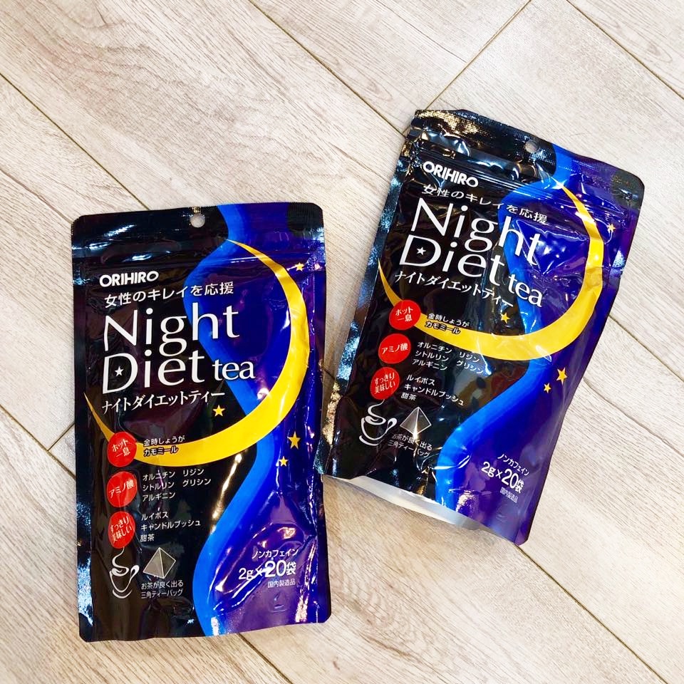 Trà giảm cân Orihiro Night Diet Tea hỗ trợ giảm mỡban đêm, đốt cháy mỡ bụng bổ sung Collagen 20 túi lọc