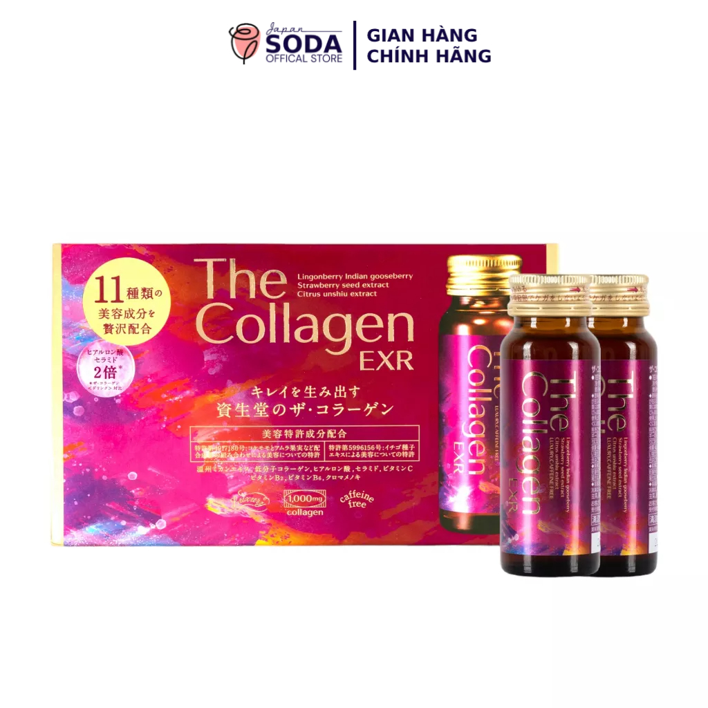 Nước uống The Collagen EXR SHISEIDO nâng cấp vẻ đẹp nàn da, mượt tóc, bóng móng tay hộp 10 lọ