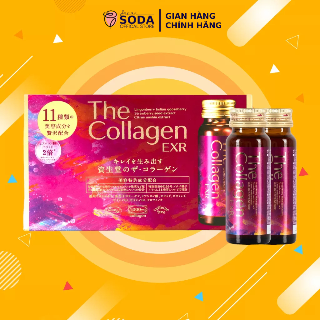 Nước uống The Collagen EXR SHISEIDO nâng cấp vẻ đẹp nàn da, mượt tóc, bóng móng tay hộp 10 lọ