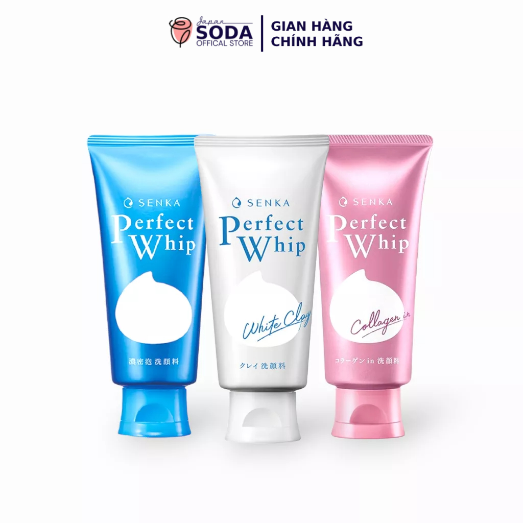 Sữa rửa mặt Senka Perfect Whip White tạo bọt làm sạch và sáng da tuýp 120g