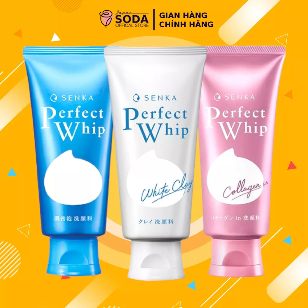 Sữa rửa mặt Senka Perfect Whip White tạo bọt làm sạch và sáng da tuýp 120g