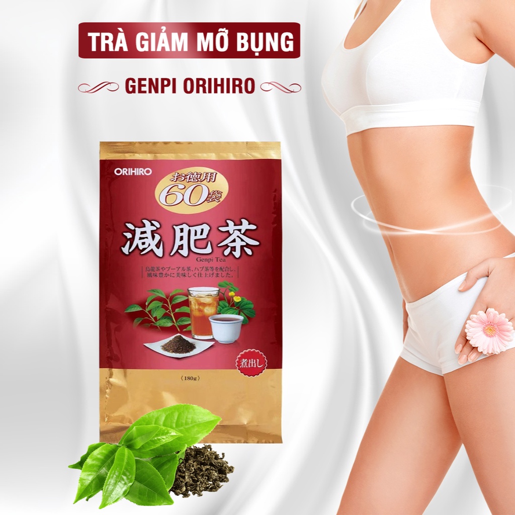 Trà giảm cân Orihiro Genpi vị Ô Long hỗ trợ giảm mỡ bụng, giảm cân an toàn gói 60 túi lọc