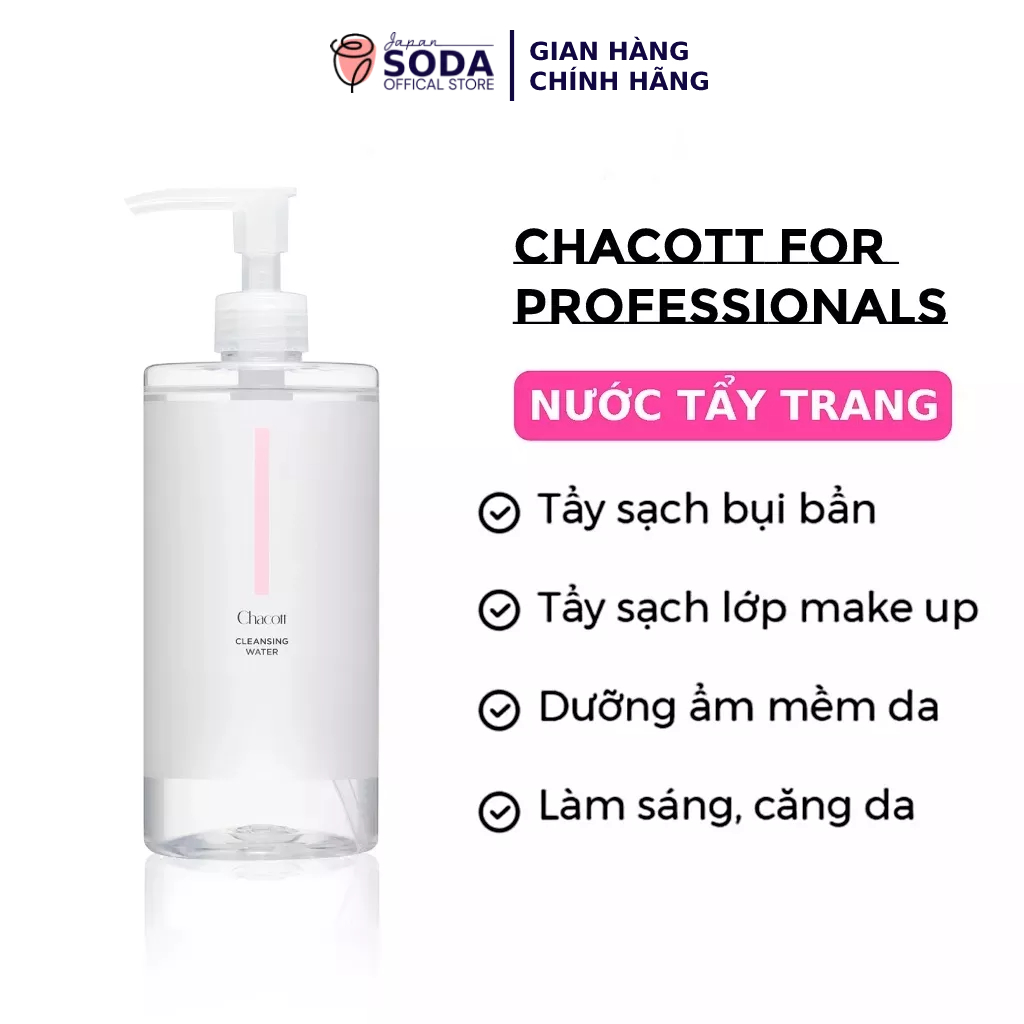 Nước tẩy trang Chacott for Professionals Cleansing Water vệ sinh, sạch da 500ml