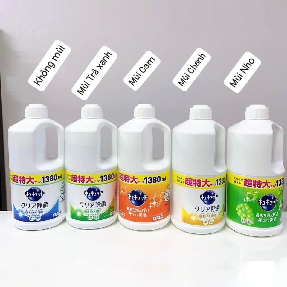 Nước rửa chén, rửa bát KAO Nhật Bản rửa rau củ an toàn sức khỏe chai lớn 1380ml