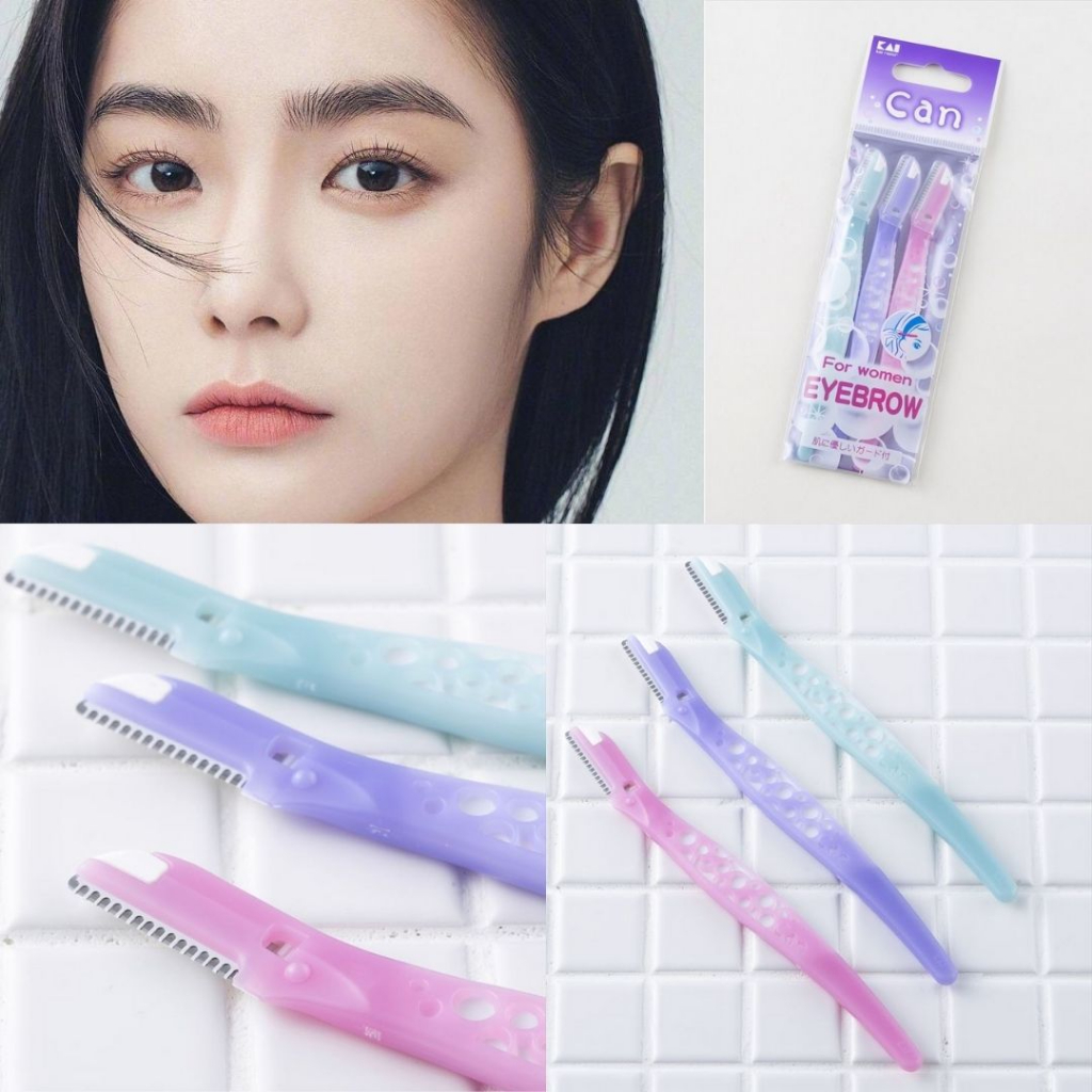 Bộ dao cạo lông mày Kai Can, dao cạo lông mặt, dao cao lông cơ thể Nhật Bản set 3 chiếc