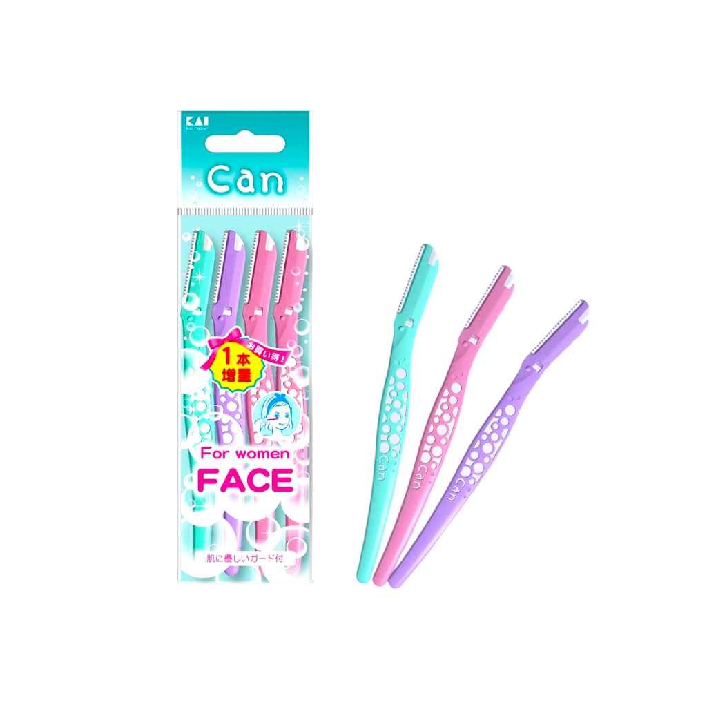 Bộ dao cạo lông mày Kai Can, dao cạo lông mặt, dao cao lông cơ thể Nhật Bản set 3 chiếc
