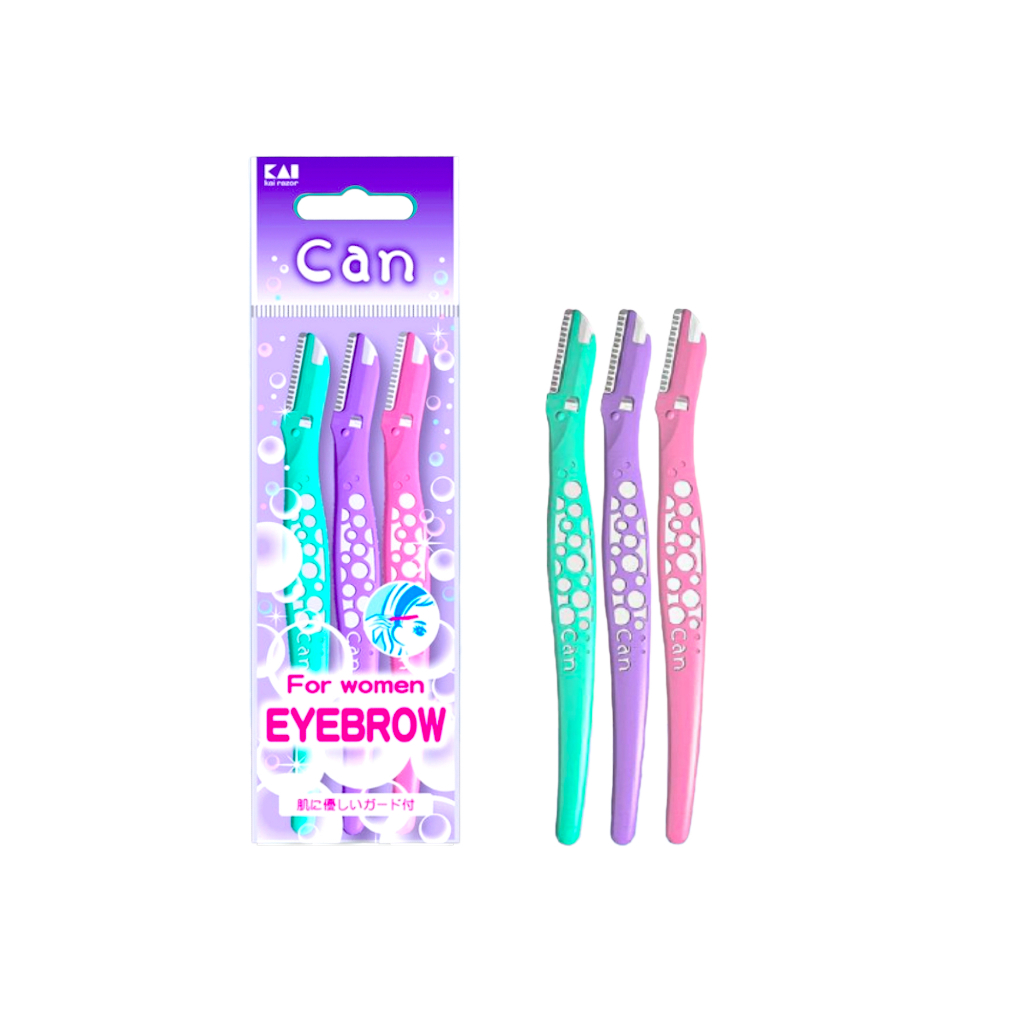 Bộ dao cạo lông mày Kai Can, dao cạo lông mặt, dao cao lông cơ thể Nhật Bản set 3 chiếc