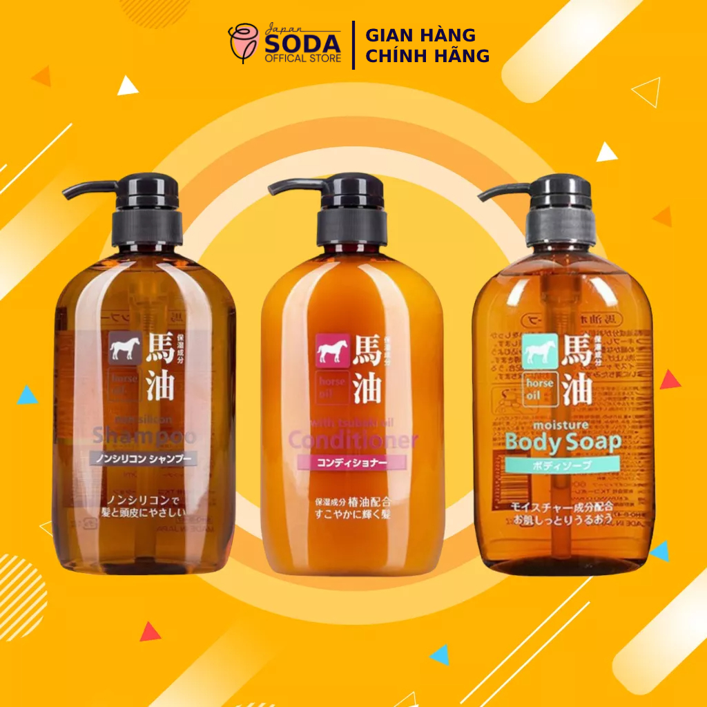 Dầu gội - Xả - Sữa tắm Kumano chiết xuất từ dầu ngựa 600ml (no sillicon)
